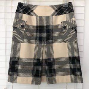 Talbots Vintage Skirt Wool Blend Black Cream Plaid SZ 8P